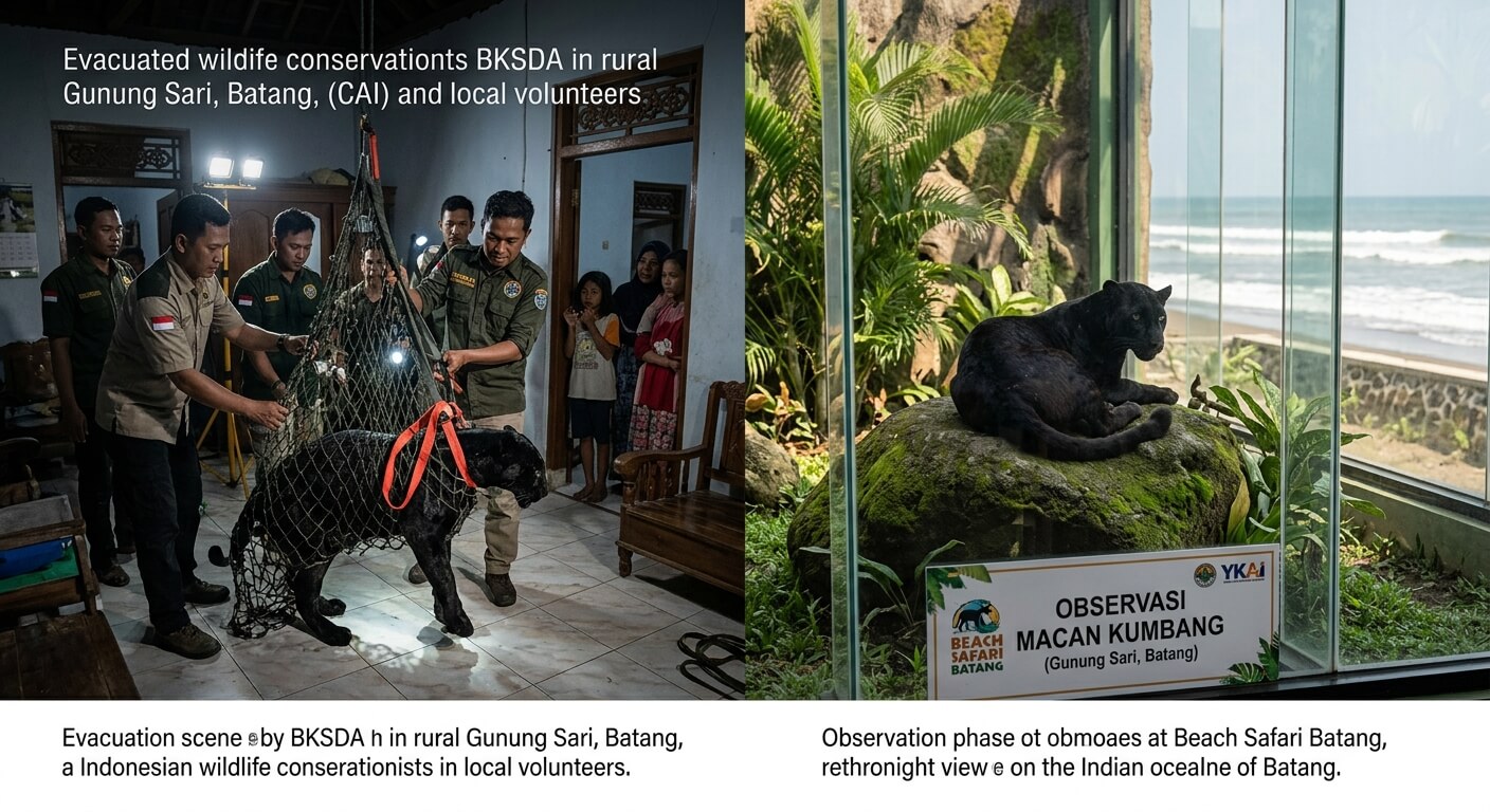 Macan Kumbang Masuk Rumah Warga di Gunung Sari Batang Berhasil Dievakuasi, Kini Jalani Observasi di Beach Safari Batang